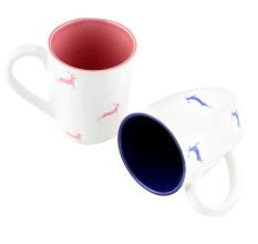 Navy Blue & Pink Running Deer Decorative Handcraft Ceramic Coffee Mug